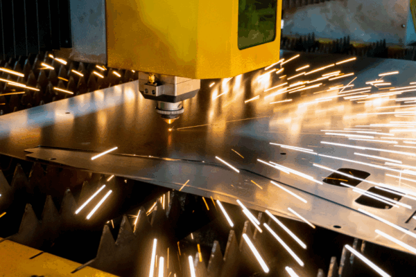 Plasma machine cutting sheet metal.